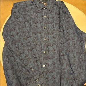 Robert Graham Navy Blue Patterned Long-Sleeve Button-Down Shirt